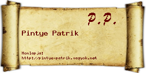 Pintye Patrik névjegykártya